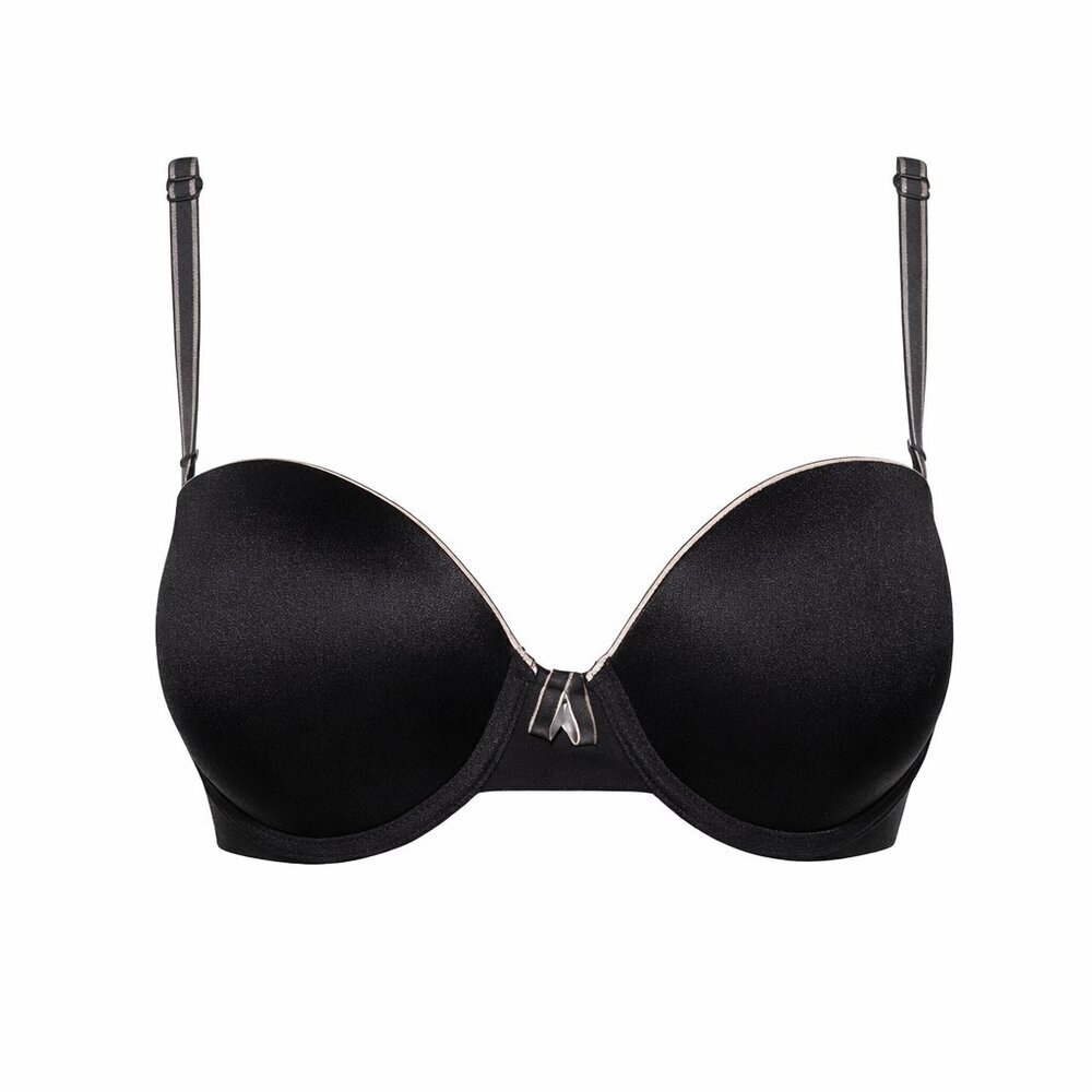 LILY OF FRANCE Black Convertible Push-Up Bra 36C | Sleek Satin Trim